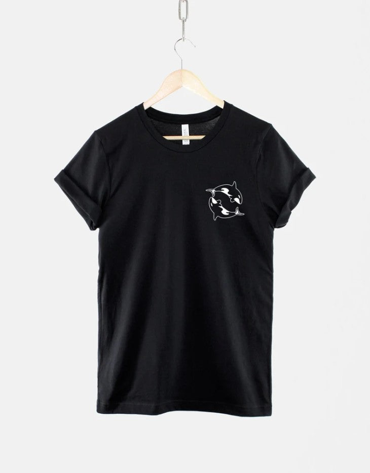 Orca Pocket Tee - Nautical Whale Shirt - Killer Whale Graphic, Marine Life Art, Soft Cotton, Unisex Fit